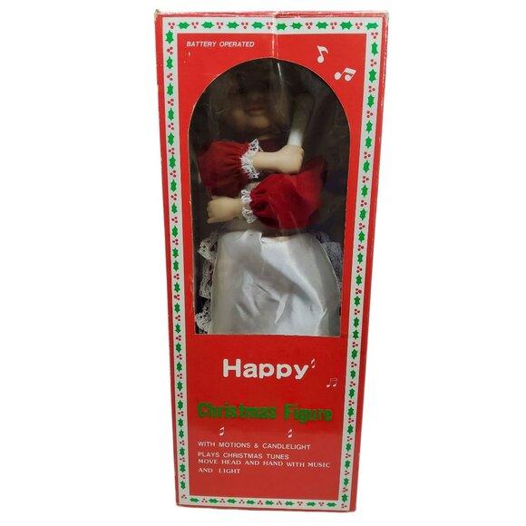 vintage happy christmas motion animated figurine mrs. santa - Picture 2 of 6